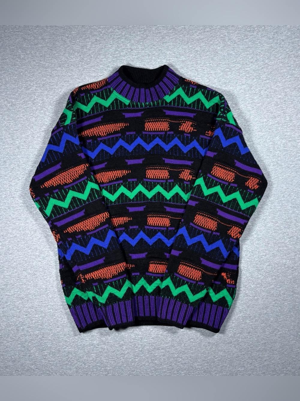 Vintage Cambio Italia Wool Blend Sweater 3D Knit Abstract Colorful Retro Size L